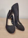 Red Herring Shoes UK4  Black Suede Court Round Toe 10cm Heel Height Pre-Owned