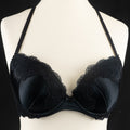 F&amp;F Bra 32C Black Plunge Silk Blend Underwired Padded New with Tags