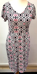 Laura Ashley Summer Dress UK10 Multicoloured V-Neck Short Sleeve Pre-Owned