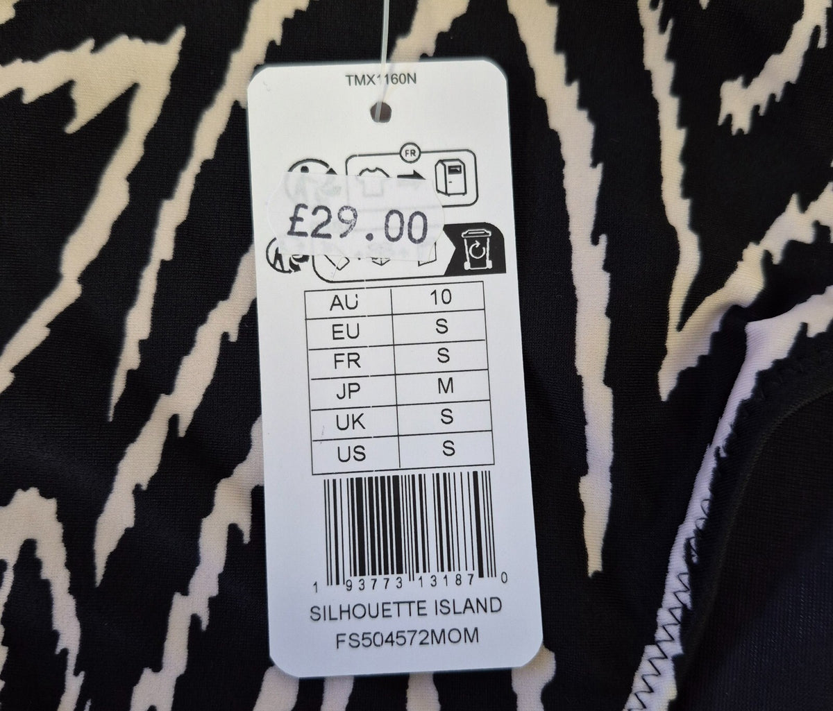 Fantasie 'Silhouette Island' Bikini Bottoms Black &amp; White Size Small NWT