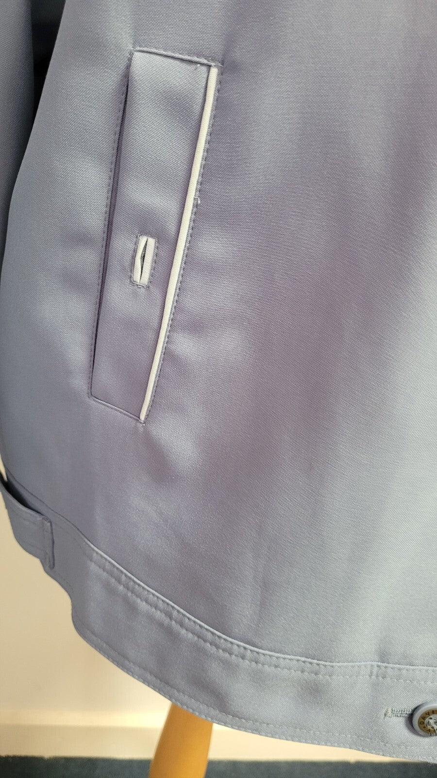 DAVID BARRY Jacket UK16 Pale Blue Lightweight Button Front Mid Length  Pre-Owned