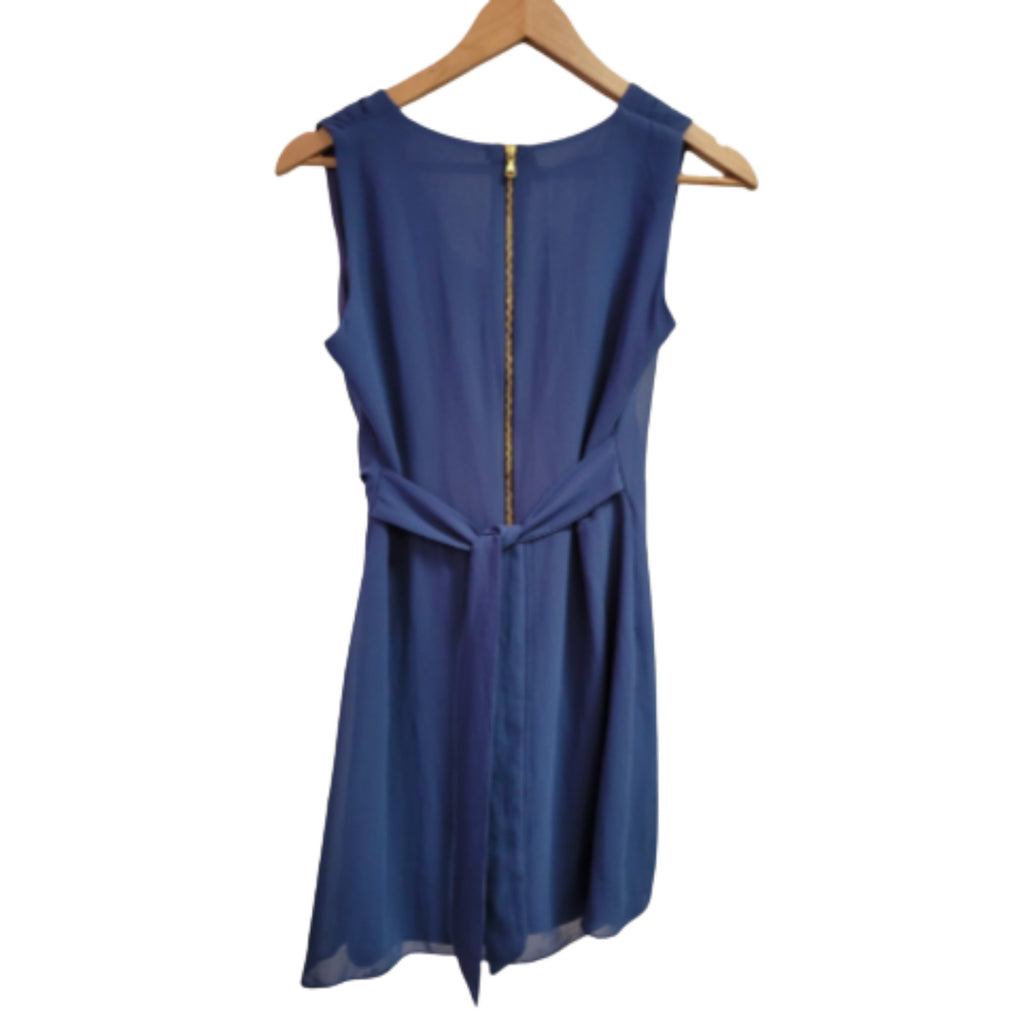 Wal-G Midi Dress M/L Cobalt Blue Sleeveless Cowl Neck Tie Waist New with Tags