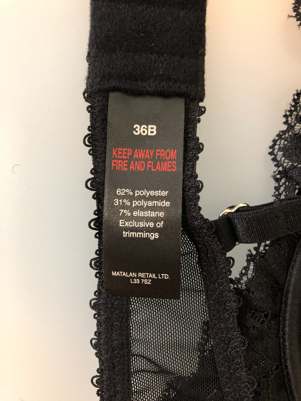 Matalan Longline Black Floral Underwired 36B Bra | BNWT