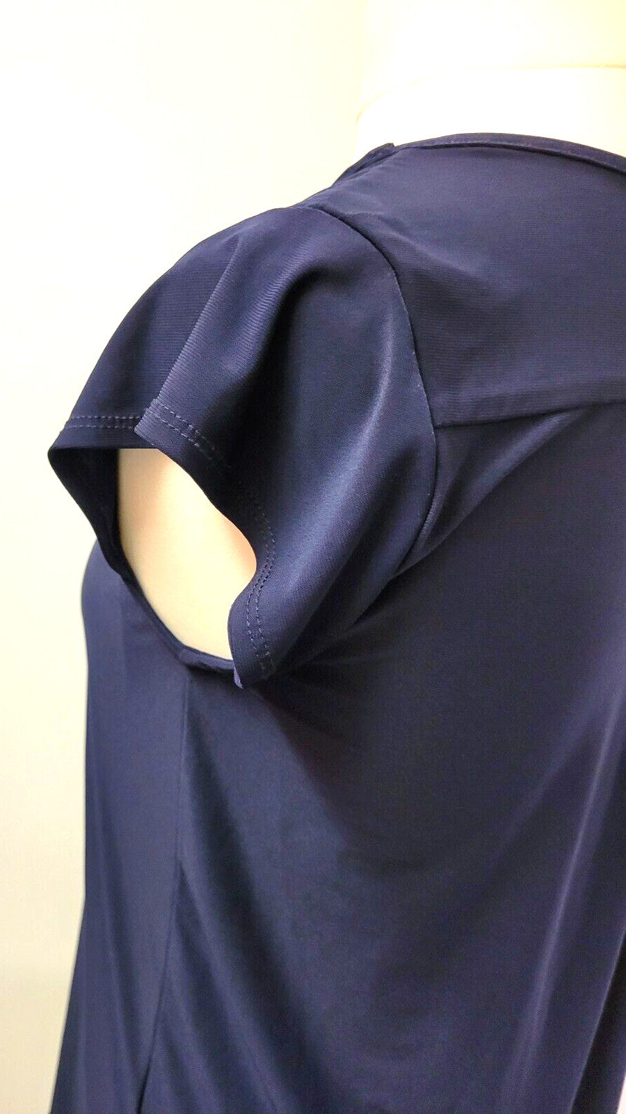 Paraphrase Top UK8 XS Navy Blue Round Neck Short Cap Sleeve Pre-Owned