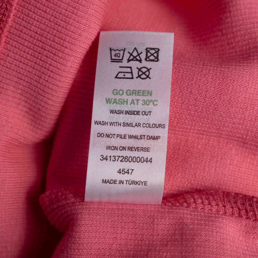 Papaya pink midi dress with short ruffle sleeves, soft cotton-elastane blend.
