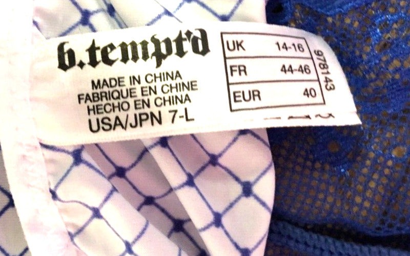 B.Tempt'd Knickers UK14/16 Blue/White Bikini Style  New with Tags