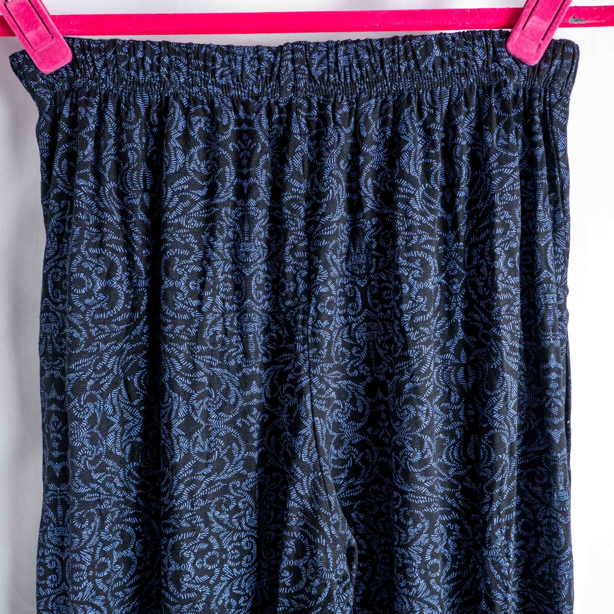 ME loungewear black and blue floral patterned pants with elastic waistband, new with tags.