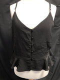 River Island black peplum cami top with button details and adjustable straps.