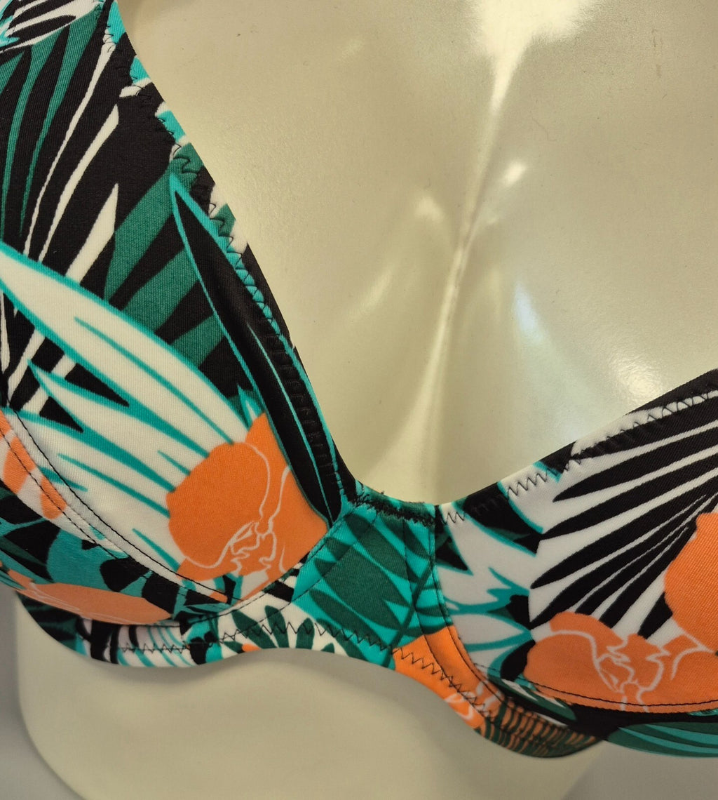 Freya 'Honolua Bay' Bikini Top Black/Green/Multi UK 30F NWT