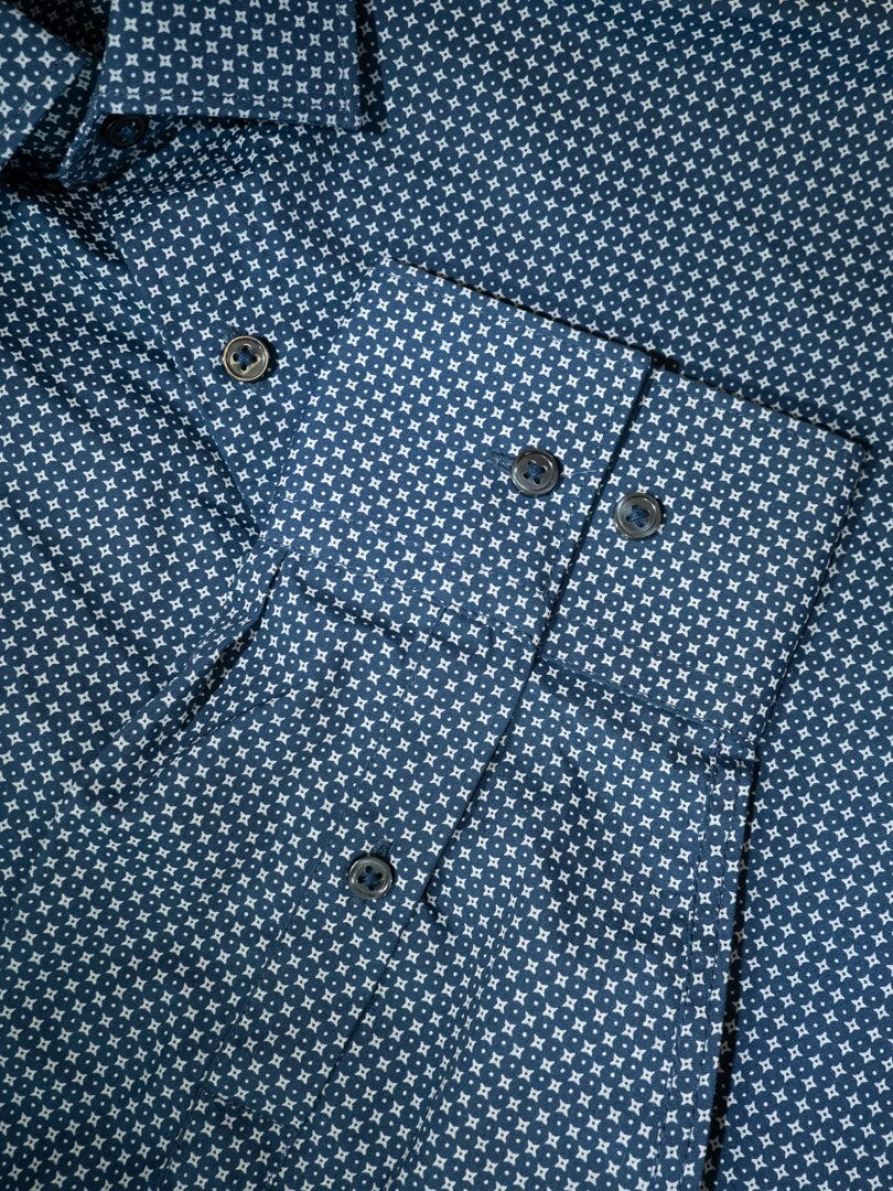Taylor &amp; Cutter Slim Fit Shirt Navy/White Size 42"/15.5" Pre-Owned