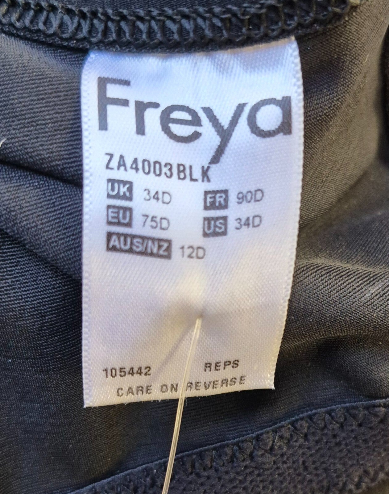Freya Active Performance Bra Top 34D Black NWT