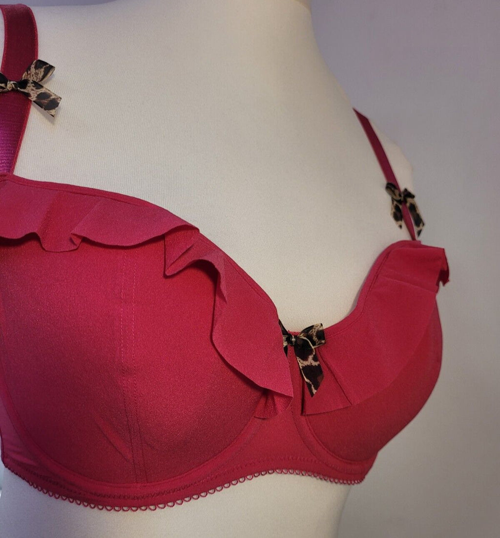 Miss Mandalay Bra 30E Hot Pink Balconette Frill Detail Gigi New with Tags