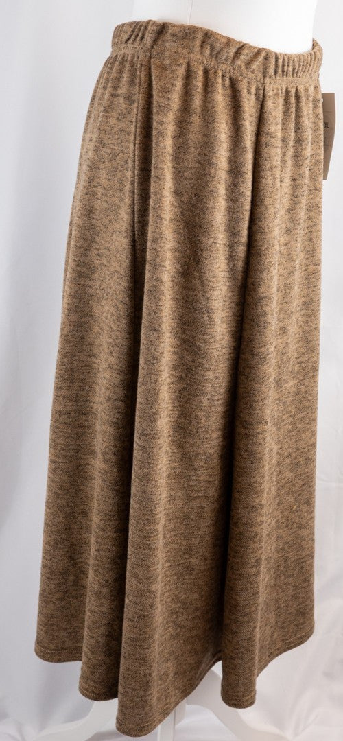 Monique Collection Brown Elasticated Pull Up 3/4 Length L/XL Skirt New With Tag