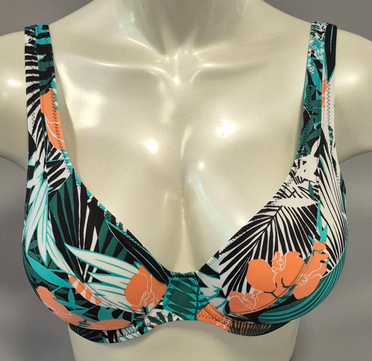 Freya 'Honolua Bay' Bikini Top Black/Green/Multi UK 30F NWT