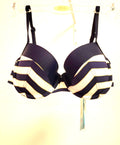 Panache Atlantis Bikini Top 30C Navy/Cream Gold Trim Underwired Padded Polly NWT