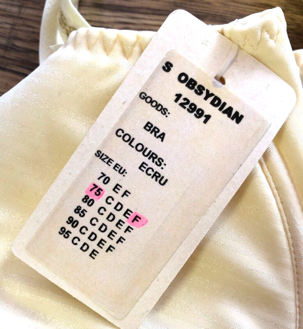 Corin Exclusive Bra 34F Ecru Balconette Underwired Padded Obsydian 12991  BNWT