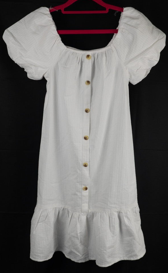 Jeff &amp; Co by Jeff Banks White Short Sleeve Dress 9-10 Years Pre-Owned