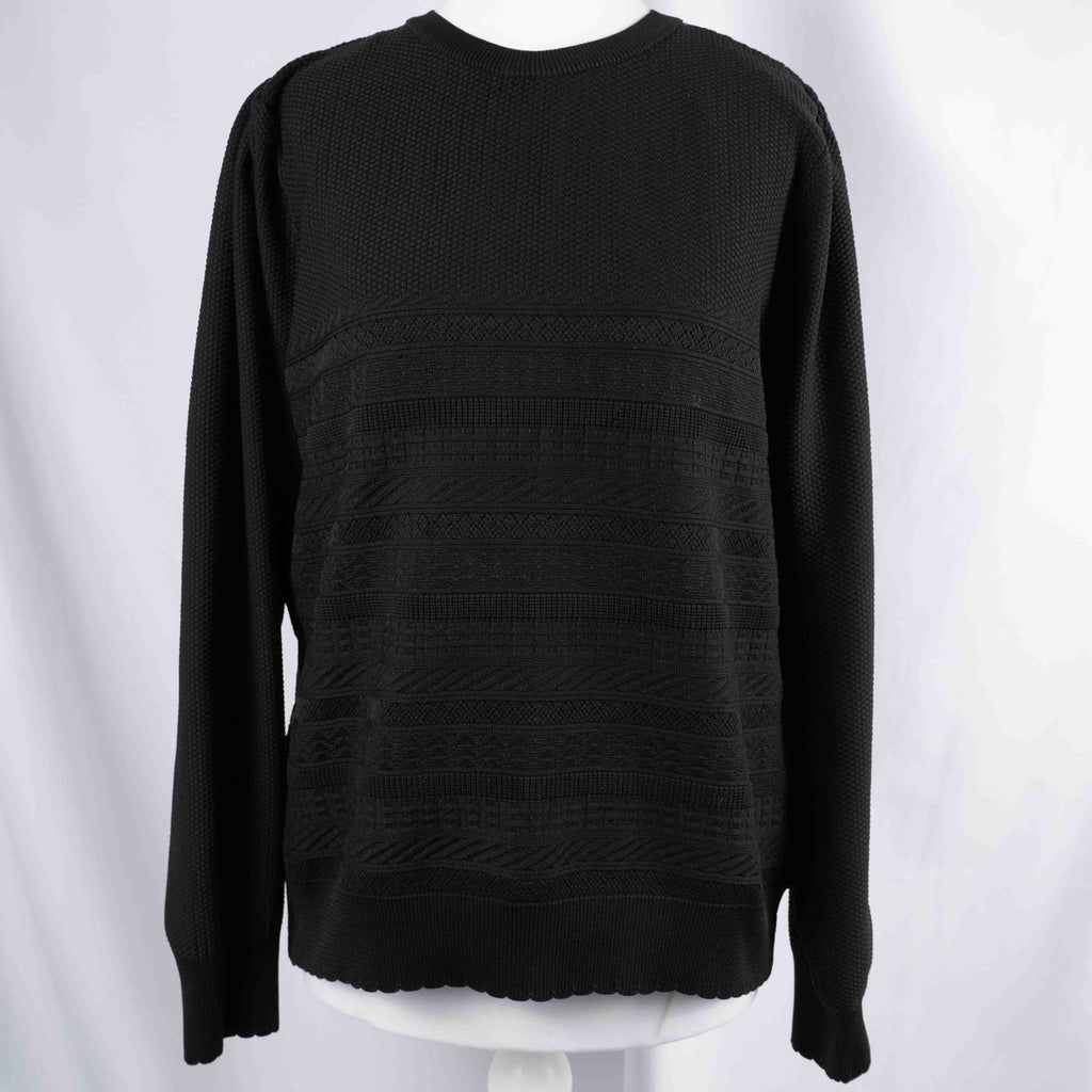 Unbranded black textured knit jumper with relaxed fit and no visible flaws.