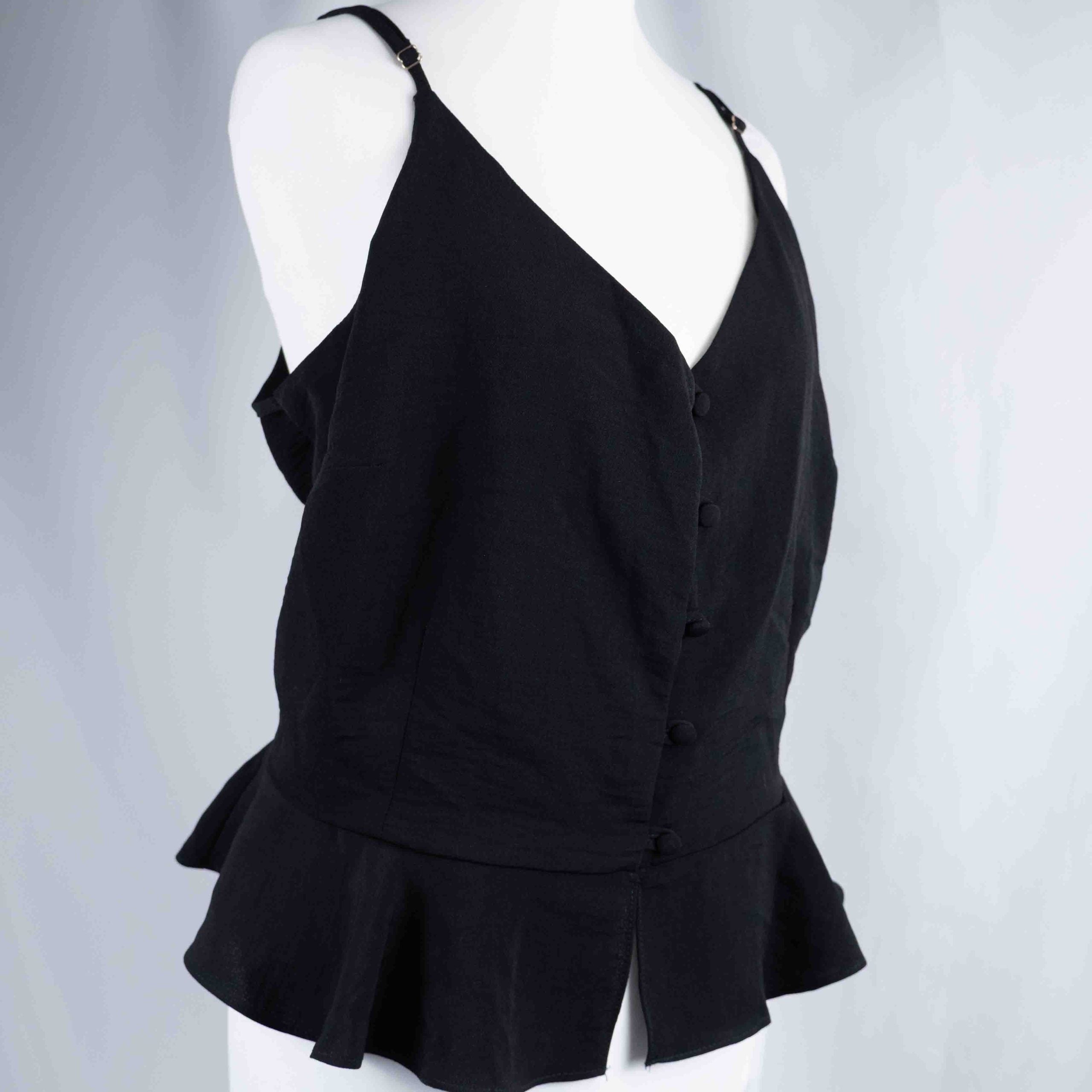 River Island Black Size 18 Peplum Cami Top Pre-Owned