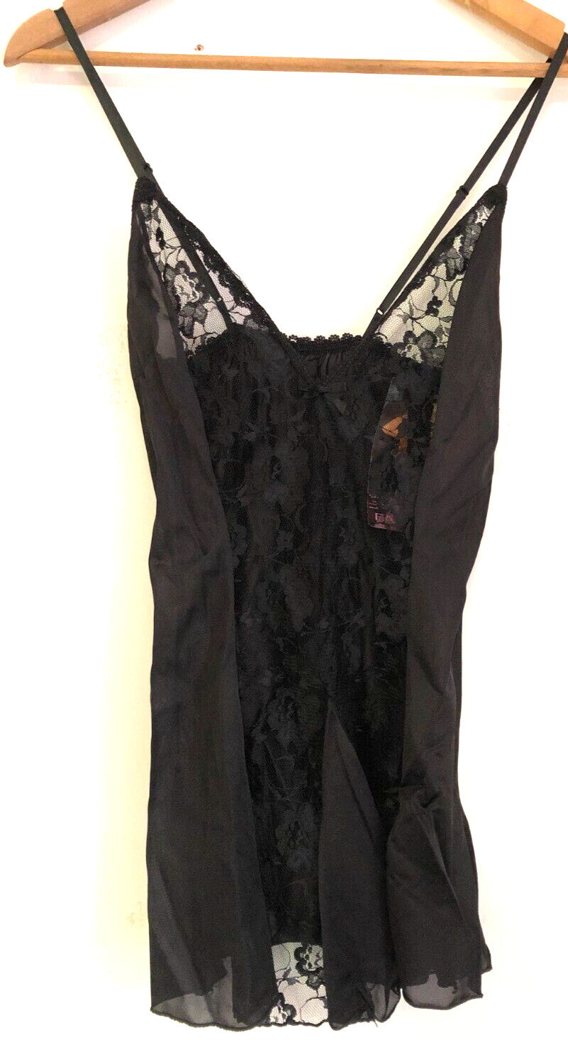Babydoll Set Medium Black Lace Thong Brief by Extreme Fantasy New with Tags