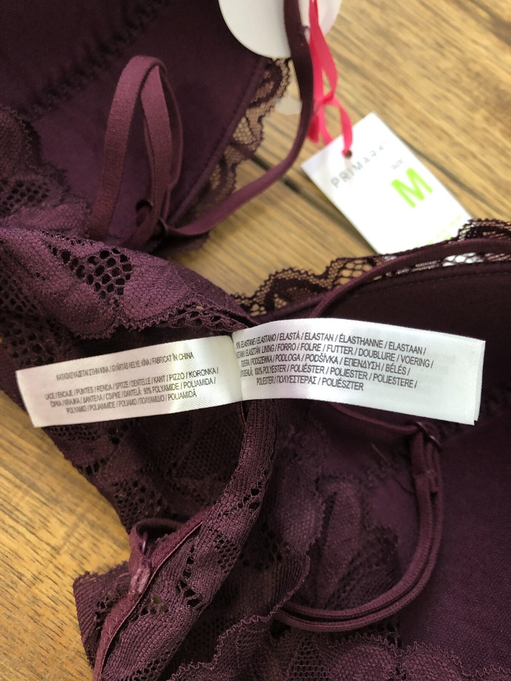 Primark purple bra lightly padded with all-over lace detail and non-wired design.