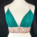 Love Rose Lingerie Large Green and Pink Silky Bralette NWT