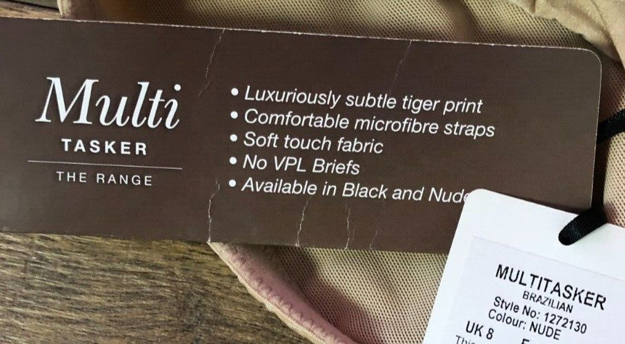 Lepel Multitasker Briefs UK8 Nude Tiger Print Brazilian No VPL 1272130 BNWT