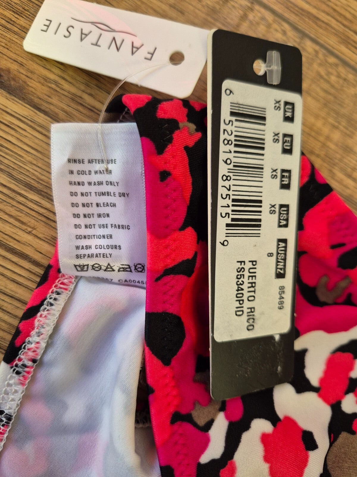Fantasie 'Puerto Rico' High Leg Bikini Bottoms Red/Mixed UK XS NWT