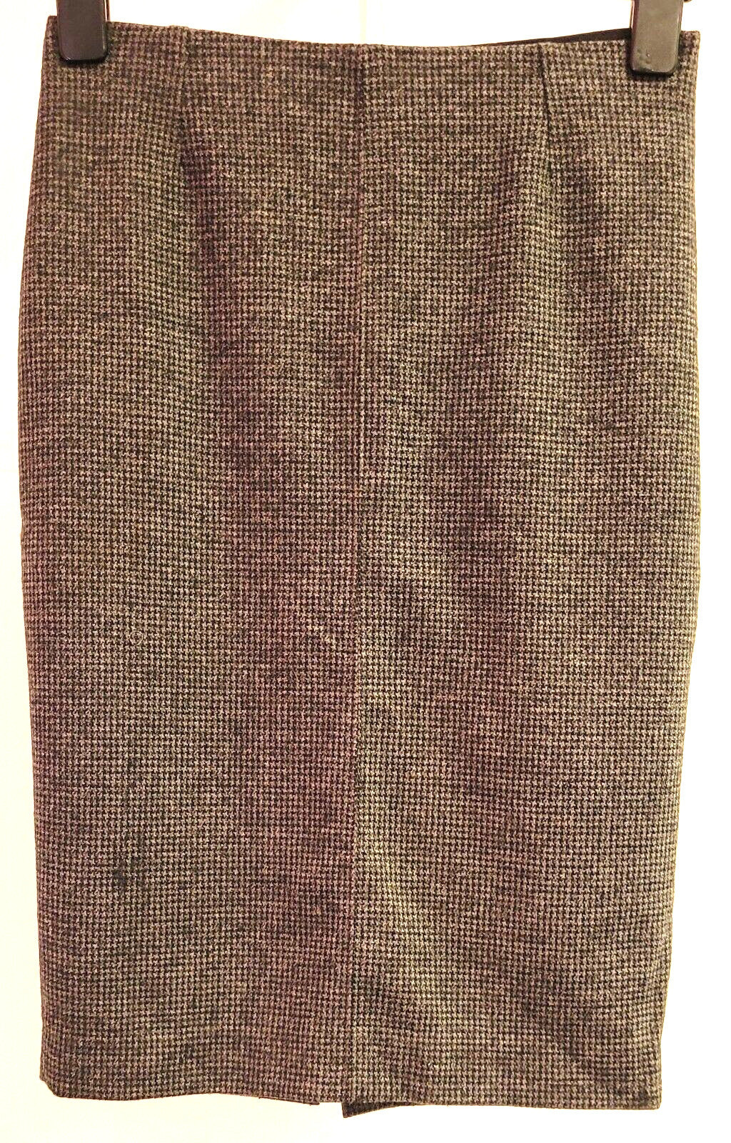 UNIQLO Pencil Skirt UK-Small Grey Check Knee Length Zip Fastening Pre-Owned