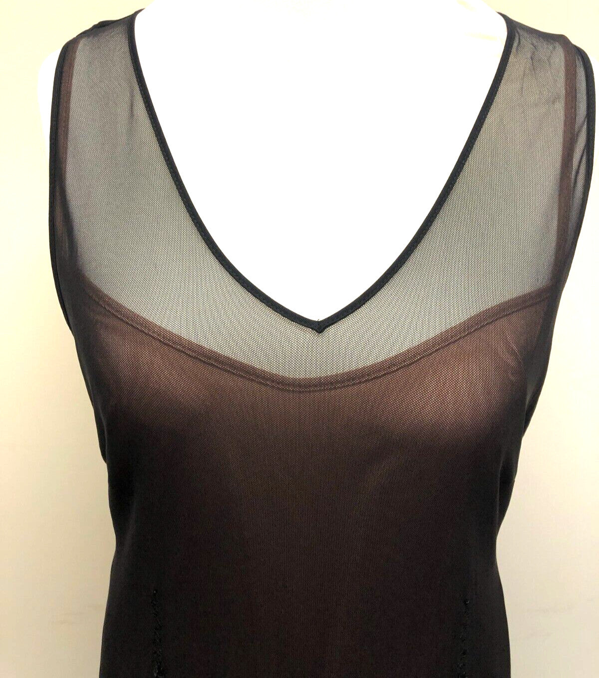 Evening Dress UK16 Black Midi Sleeveless V-Neck Sequin/Bead Detailing by Coast