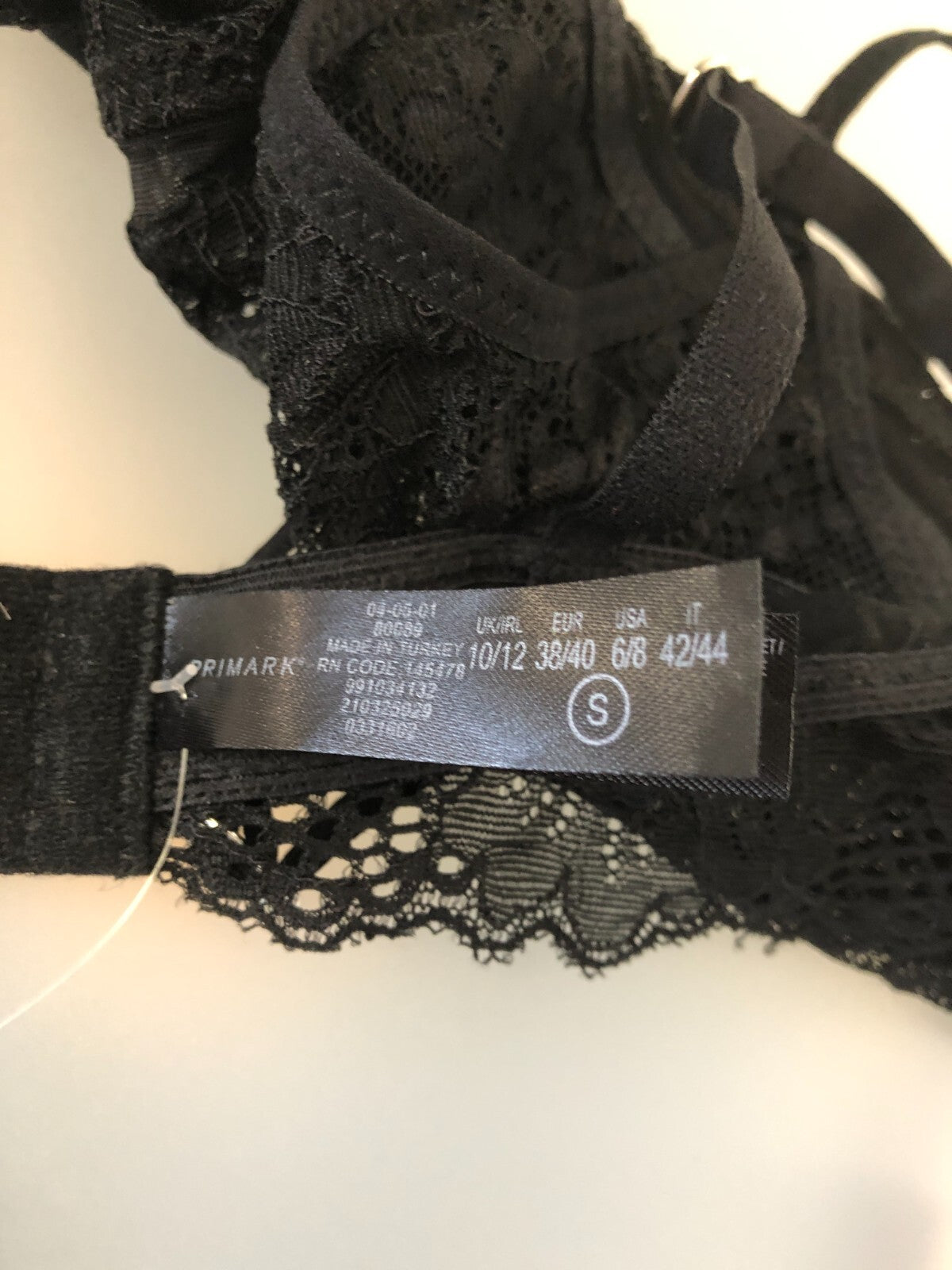 Primark Bralette S Black Floral Non Wired Non Padded BNWT