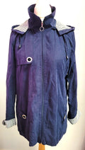 Balsamik Raincoat UK10/12 Blue Showerproof Hooded Full Zip Closure Pre-Owned