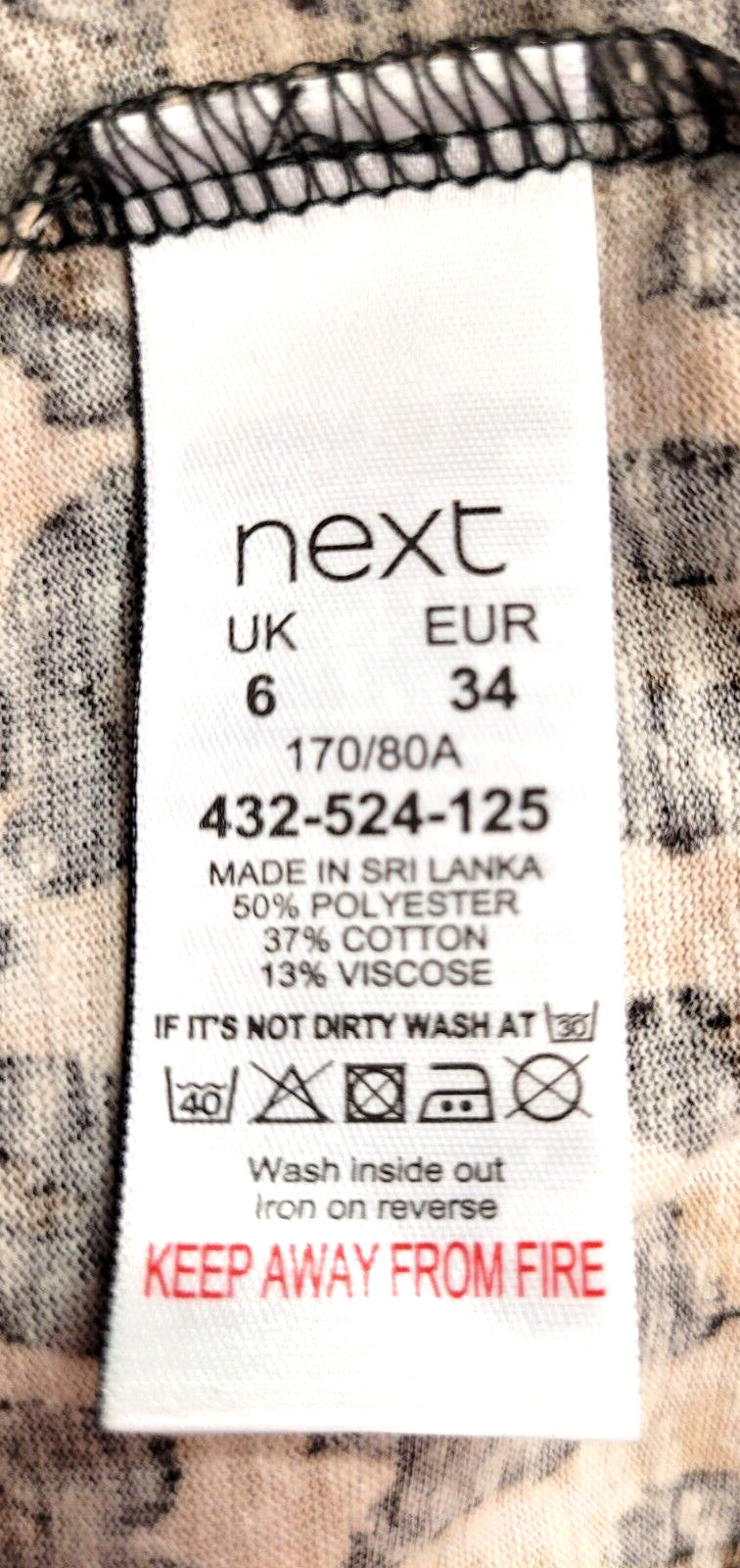 Next Tunic Top UK6 Brown Mix Leopard Print Round Neck Cap Sleeve Pre-Owned
