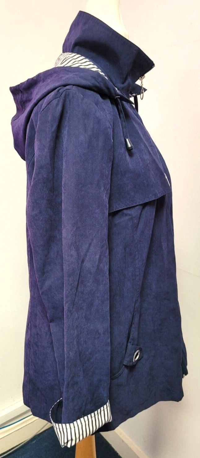 Balsamik Raincoat UK10/12 Blue Showerproof Hooded Full Zip Closure Pre-Owned