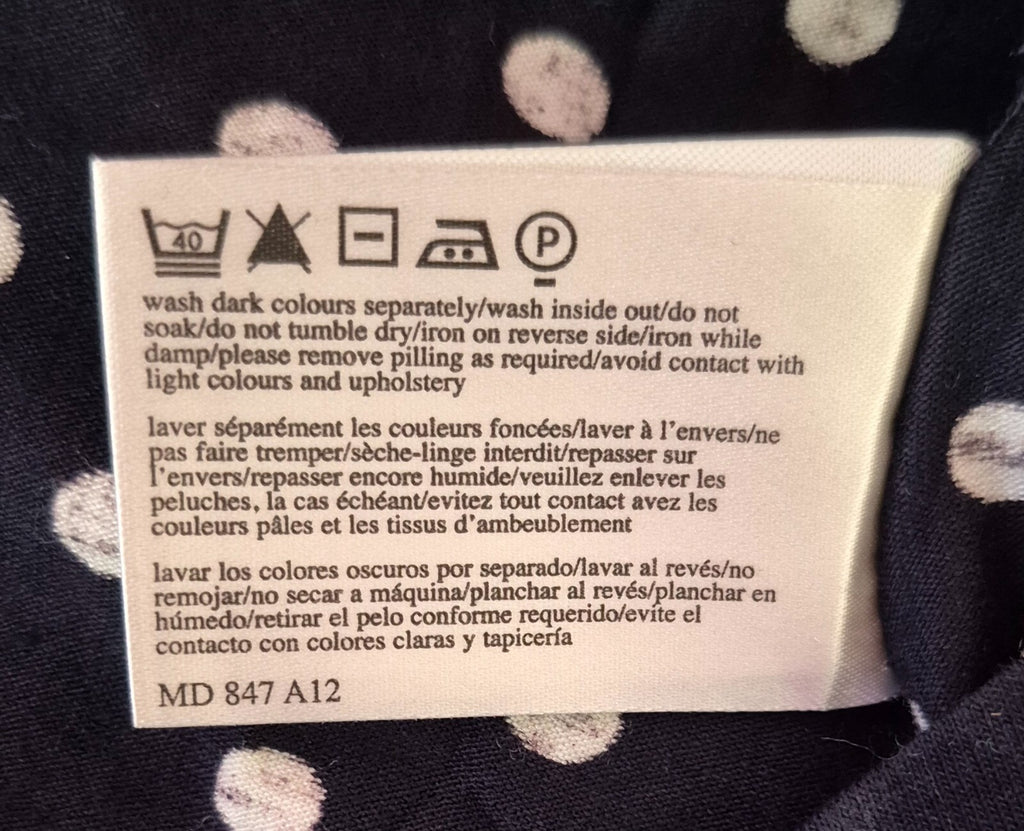 LAURA ASHLEY Dress UK8 Black/White Spot Fit &amp; Flare Knee Length Pre-Owned