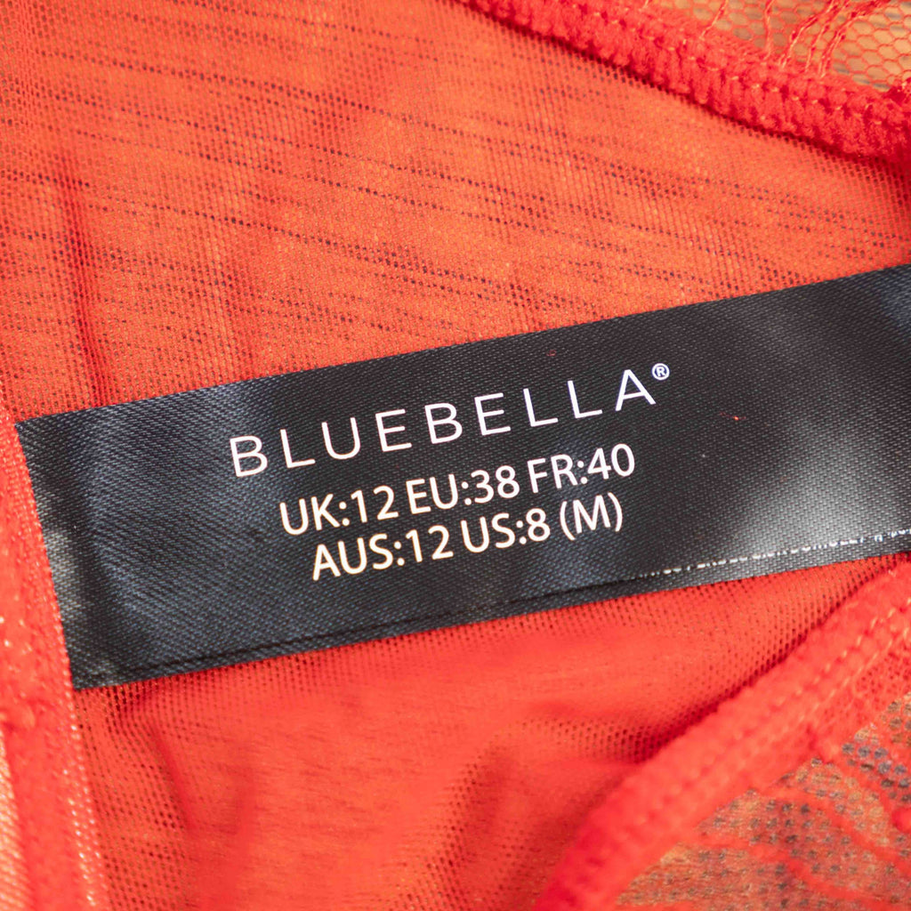 Bluebella red lace briefs with delicate overlay and solid cotton gusset, size UK 12.