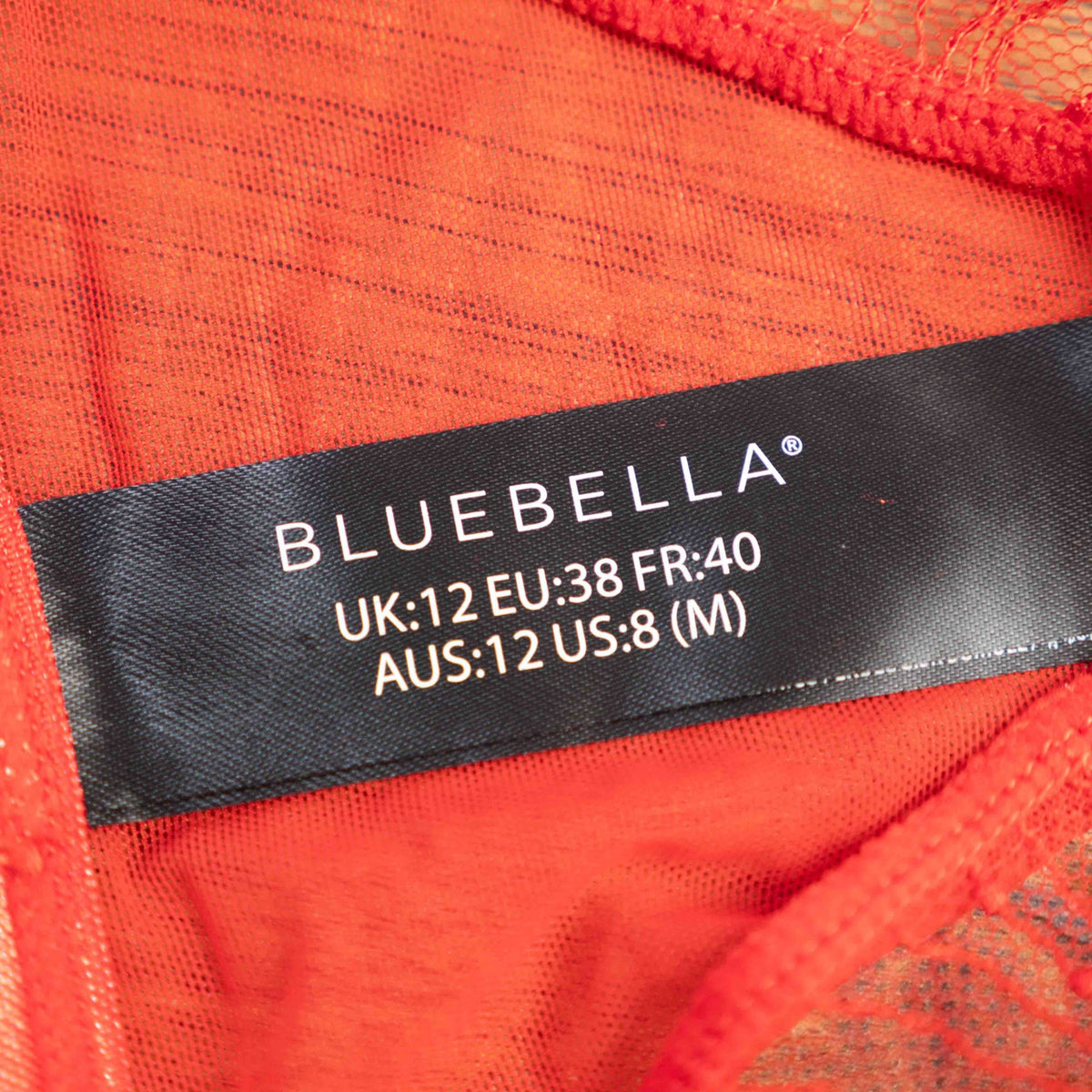 Bluebella red lace briefs with delicate overlay and solid cotton gusset, size UK 12.