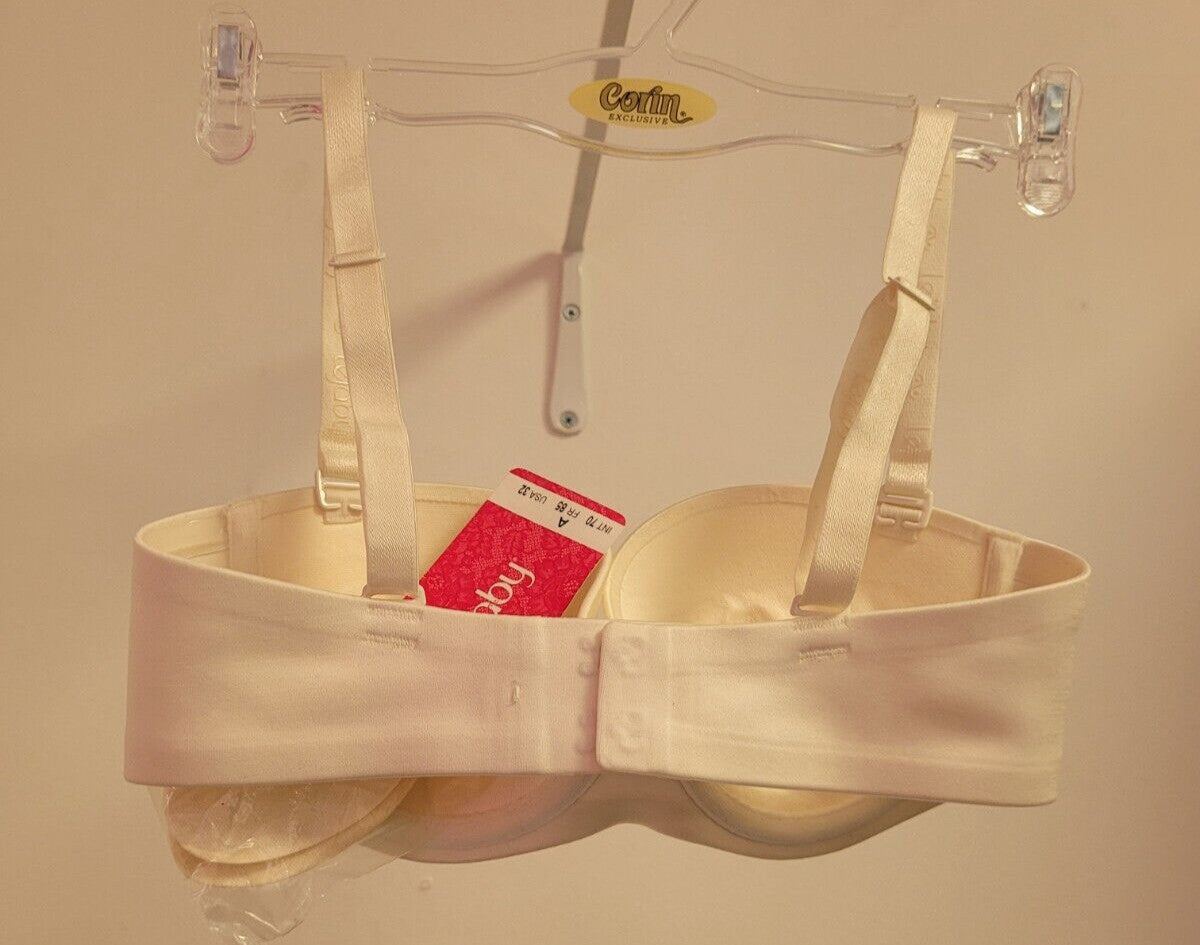 Maison Lejaby Half Cup Bra 32A Ivory with Inserts Underwired Padded 09314 BNWT