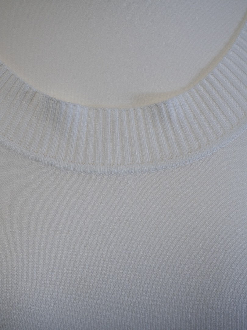 Next Women's Scoop Neck Jumper White/Turquoise UK12 Pre-Owned