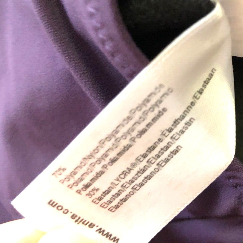 Anita Rosa Faia purple swimsuit fully ruched front, moulded bra, high back, new with tags.