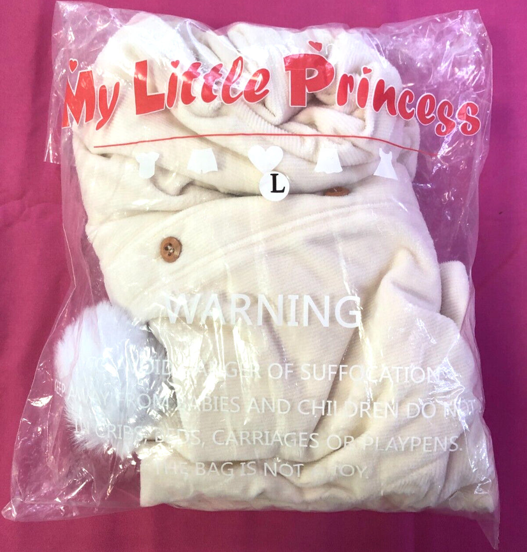 Rabbit Hooded Romper Suit Cream Large 100% Cotton New with Tags