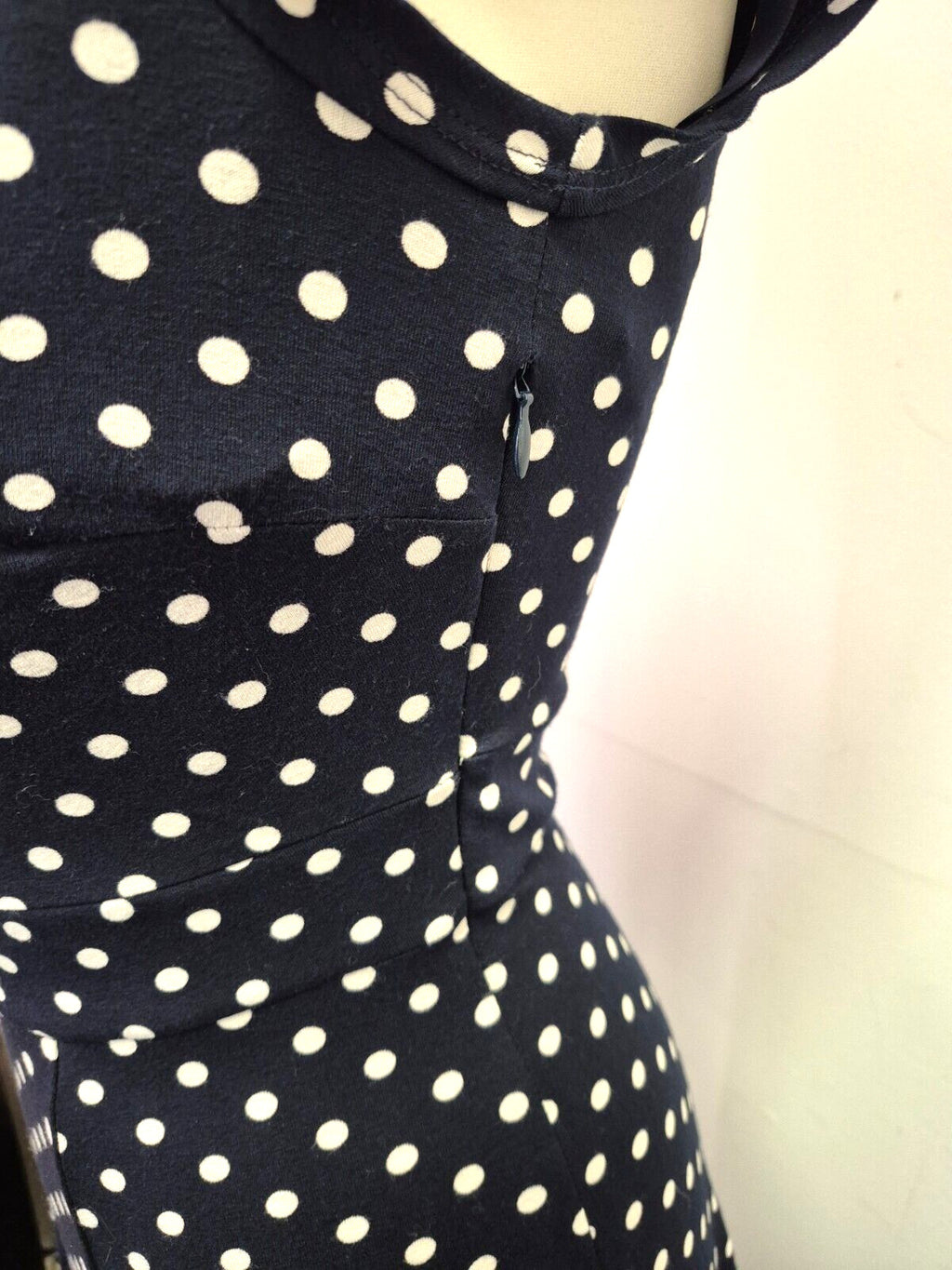 LAURA ASHLEY Dress UK8 Black/White Spot Fit &amp; Flare Knee Length Pre-Owned
