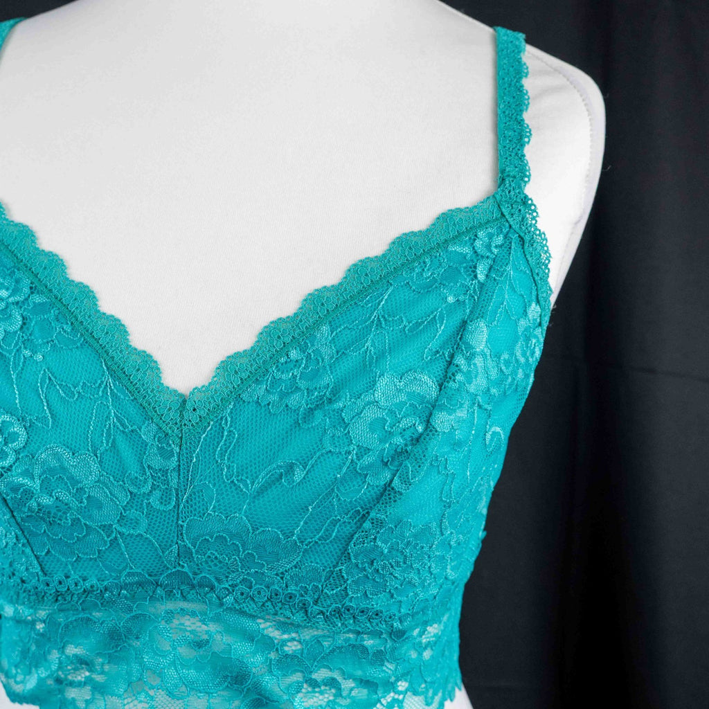 M&amp;S Lingerie Green Floral Lace Crop Top Size 12 NWT RRP £9.50