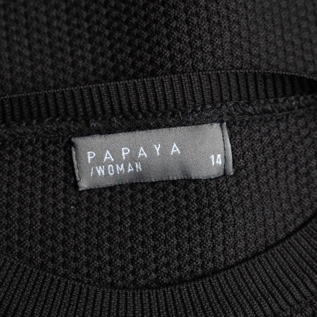 Unbranded black textured knit jumper with relaxed fit and no visible flaws.