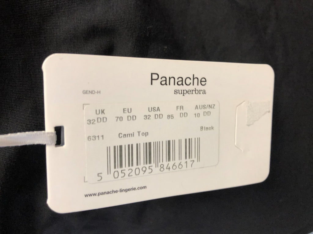 Panache Superbra Cami Top 32DD Black Underwired Padded BNWT