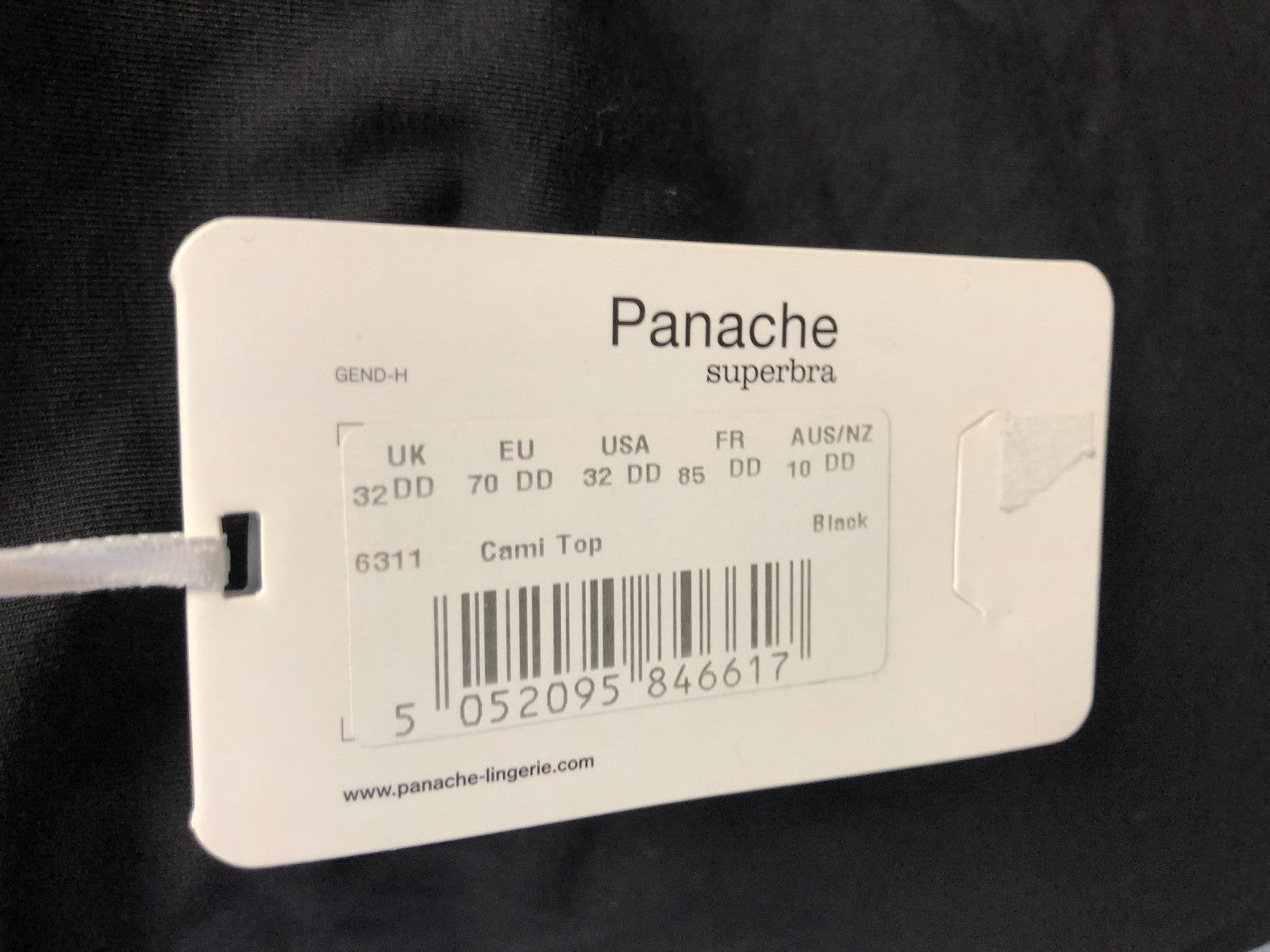 Panache Superbra Cami Top 32DD Black Underwired Padded BNWT