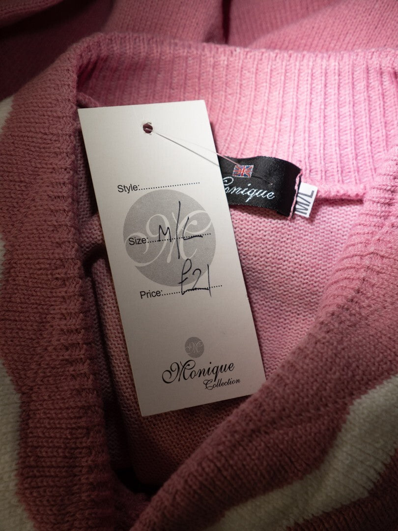 Monique Women's Jumper Pink/White Size M/L NWT
