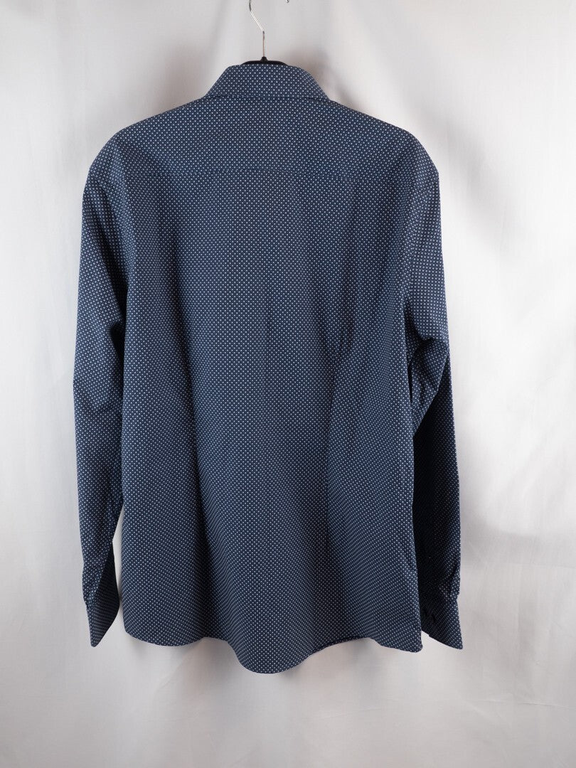 Taylor &amp; Cutter Slim Fit Shirt Navy/White Size 42"/15.5" Pre-Owned