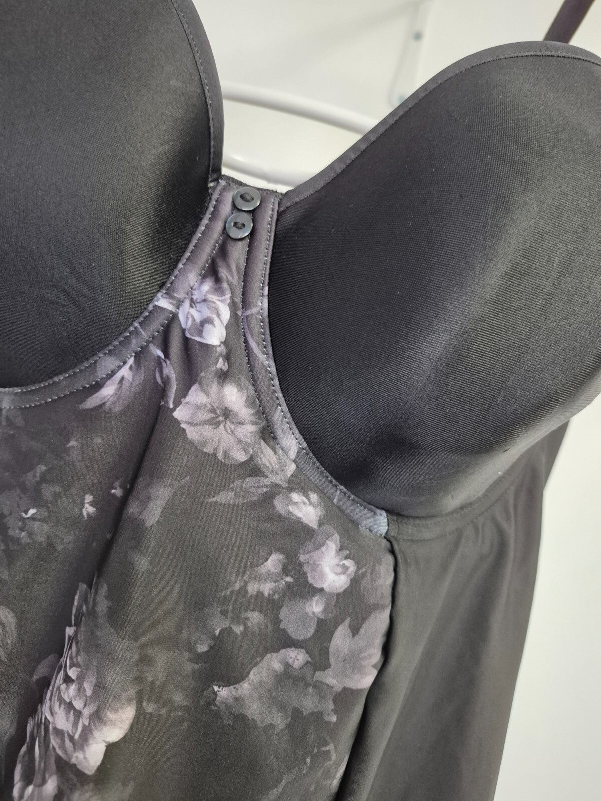 Freya Shapewear &amp; Thong 36DD/L Black/Grey Floral NWT