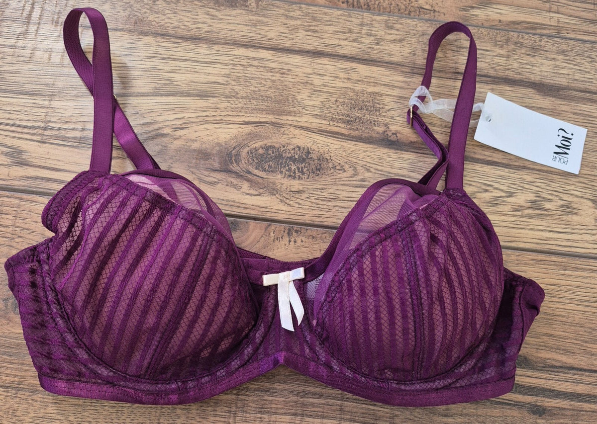 Pour Moi Bra 32D Purple Full Cup Underwired Non Padded Promise XV363 BNWT